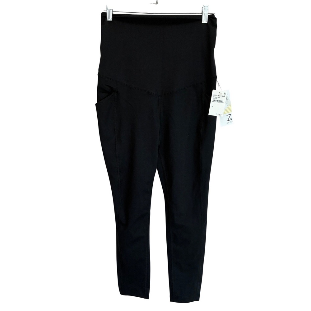 Z by Zella Maternity Black Pocket Active Leggings Over Belly Womens M
